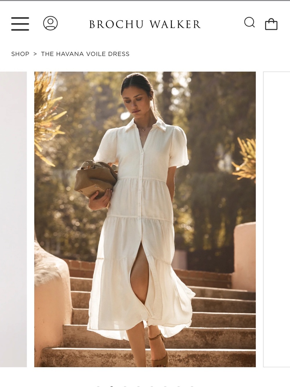 Brochu Walker Havana Voile Tiered Midi Dress Creme - Size Medium